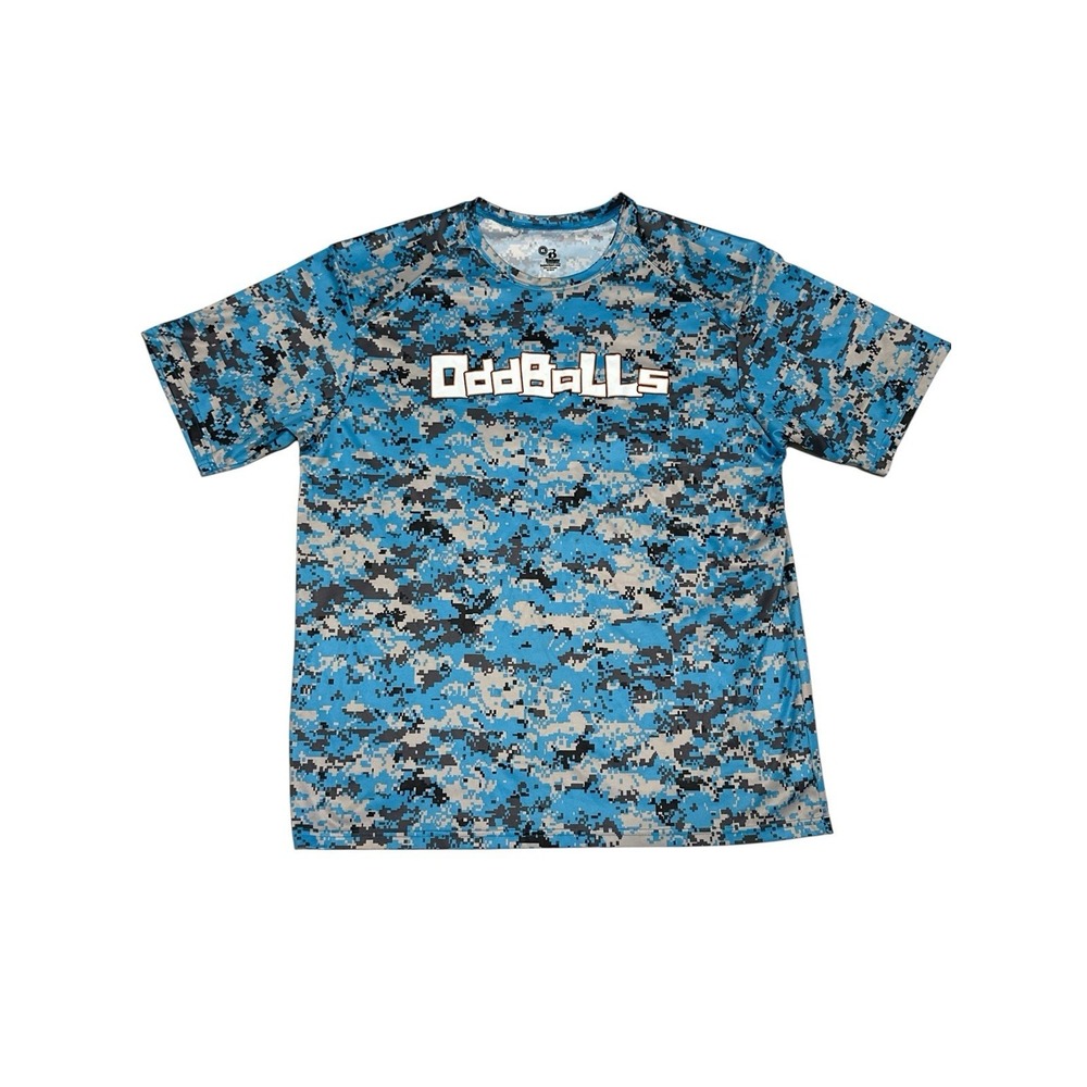 Oddballs #33 Camo Badger Sport Short Sleeve Men's Shirt Size XL 100% Polyester